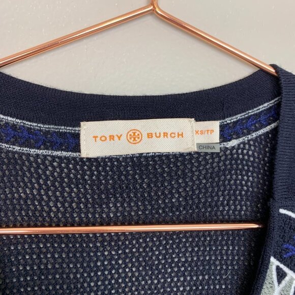 Tory Burch Merino Wool Lightweight Embroidered Short Sleeved Sweater XS - Picture 2 of 7